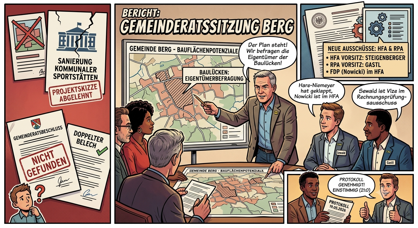 Nachbericht zur Sitzung vom 16. Juni: Bauflächen, neue Ausschüsse, nette Kollegen und eine verpasste Förderchance